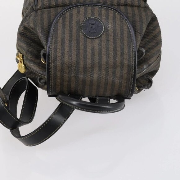 FENDI Pecan Canvas Backpack Brown Black gold Auth - Picture 4 of 16